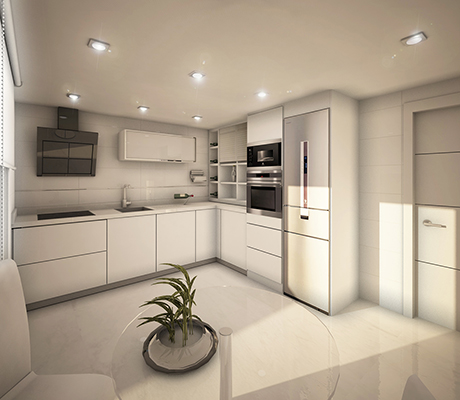 Vista de la cocina modelo Villa